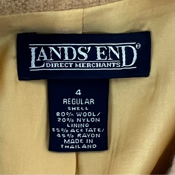Lands' End Mustard Yellow Wool Blend Full Zip Lined Jacket Coat Women’s Size 4 - Picture 5 of 7